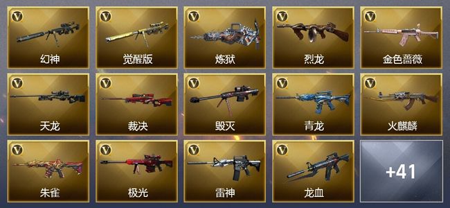 穿越火线（CF）13王者武器 3炫金武器 102V武器 2V角色 45皮肤 可排位 传奇