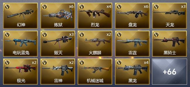 穿越火线（CF）14王者武器 6炫金武器 111V武器 2V角色 23皮肤 可排位 荣耀枪王