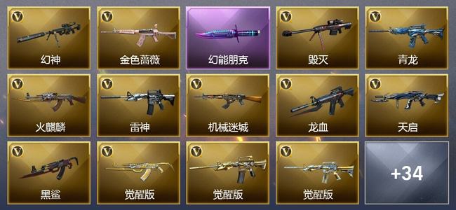 穿越火线（CF）6王者武器 2炫金武器 29V武器 1V角色 10皮肤 可排位 枪王