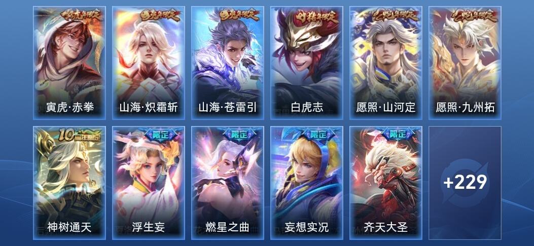 王者荣耀21传说 65史诗 240皮肤 秩序白银II