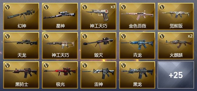 穿越火线（CF）1炫金武器 62V武器 2V角色 21皮肤 可排位 传奇