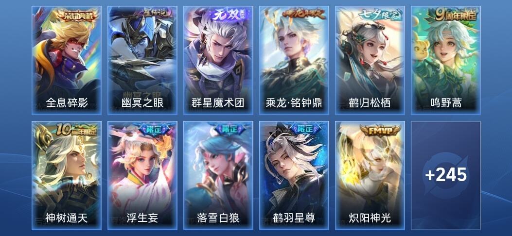 王者荣耀V6 1典藏 1无双 1星传说 11传说 91史诗 265皮肤 至圣王者