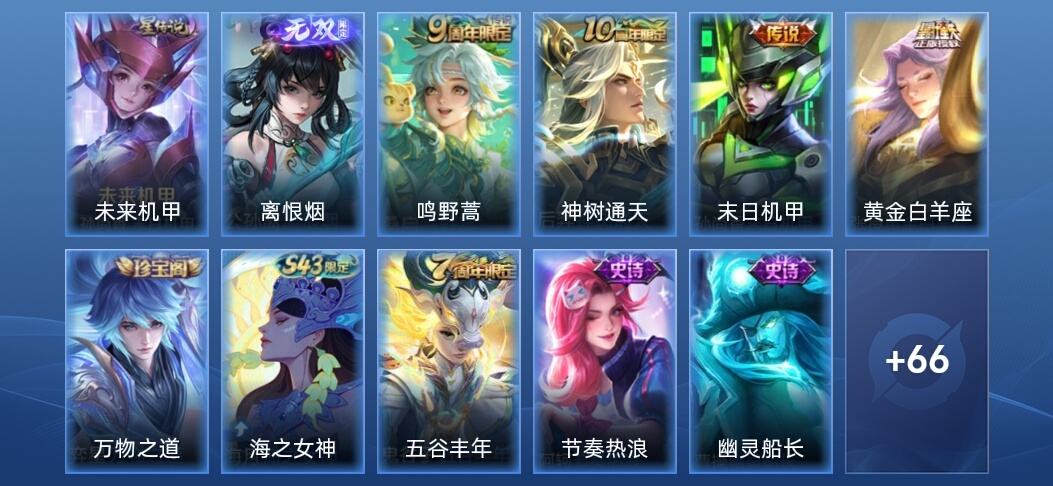 王者荣耀1无双 1星传说 4传说 15史诗 78皮肤 永恒钻石I