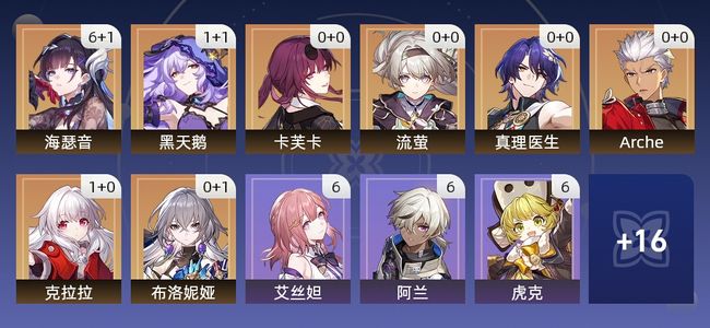 崩坏：星穹铁道22黄 16角色黄 6光锥黄 8五星角色 5五星光锥 65级 女主