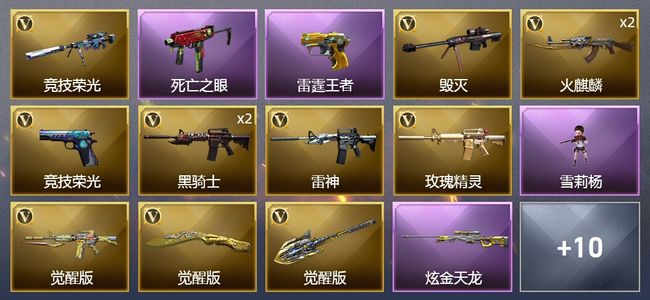 穿越火线（CF）1王者武器 1炫金武器 26V武器 1V角色 8皮肤 可排位 新锐