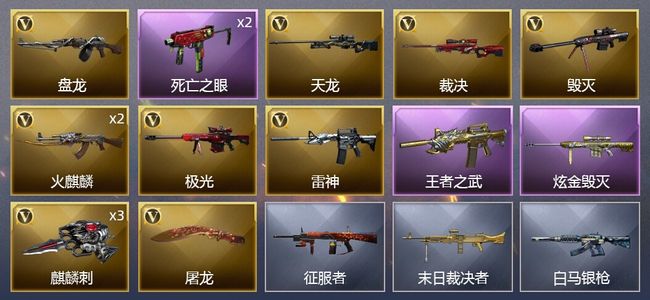 穿越火线（CF）1王者武器 1炫金武器 12V武器 2皮肤 可排位 新锐