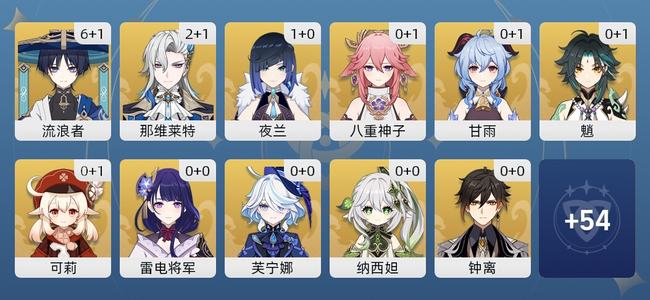 原神61黄 45角色黄 16武器黄 23五星角色 13五星武器 女主 60级