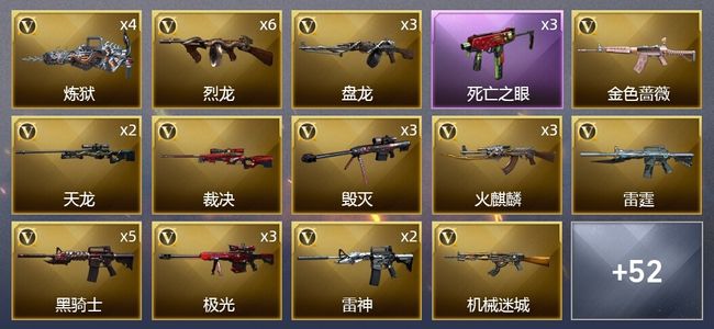 穿越火线（CF）7王者武器 6炫金武器 95V武器 4V角色 19皮肤 可排位 新锐