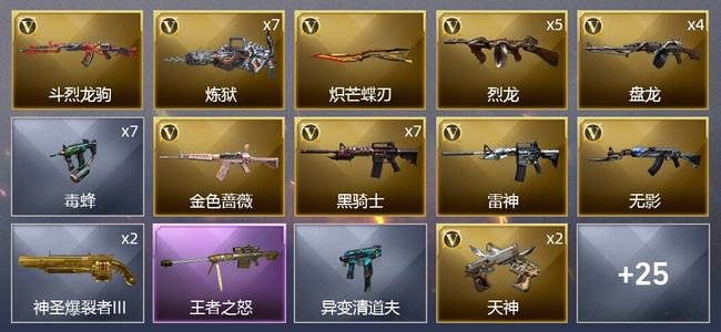 穿越火线（CF）1王者武器 37V武器 2V角色 7皮肤 可排位