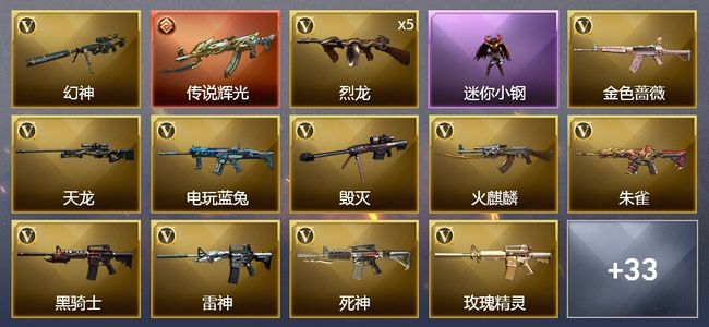 穿越火线（CF）1传说武器 3王者武器 1炫金武器 48V武器 2V角色 14皮肤 可排位 新锐