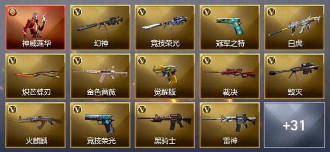 穿越火线（CF）1传说角色 2王者武器 2炫金武器 42V武器 4V角色 16皮肤 可排位 枪王