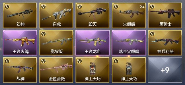 穿越火线（CF）2王者武器 1炫金武器 12V武器 11皮肤 可排位 枪王