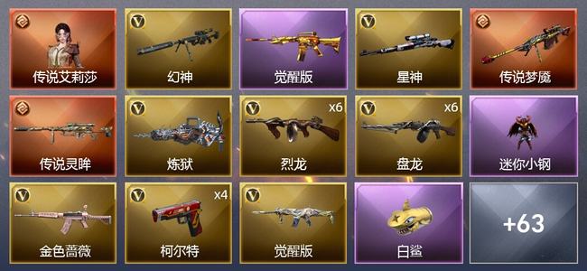 穿越火线（CF）1传说角色 2传说武器 8王者武器 1炫金武器 87V武器 4V角色 41皮肤 可排位 枪王