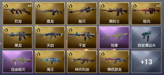 穿越火线（CF）1王者武器 1炫金武器 27V武器 1V角色 2皮肤 可排位 专家