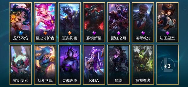 英雄联盟（LOL）1限定 2传说 16皮肤 6炫彩 157英雄 大师