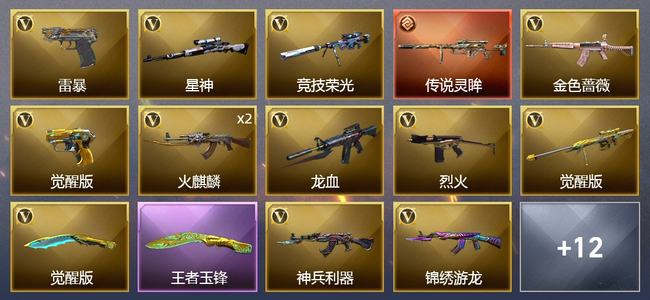 穿越火线（CF）1传说武器 4王者武器 23V武器 3V角色 5皮肤 可排位 新锐