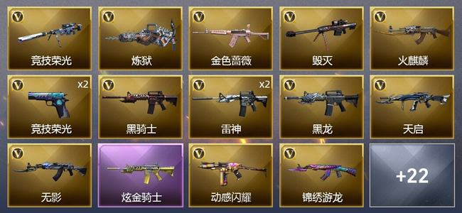 穿越火线（CF）1炫金武器 29V武器 10皮肤 可排位 新锐