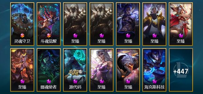 英雄联盟（LOL）2终极 19神话 15臻彩 82限定 57传说 460皮肤 205炫彩 172英雄 铂金