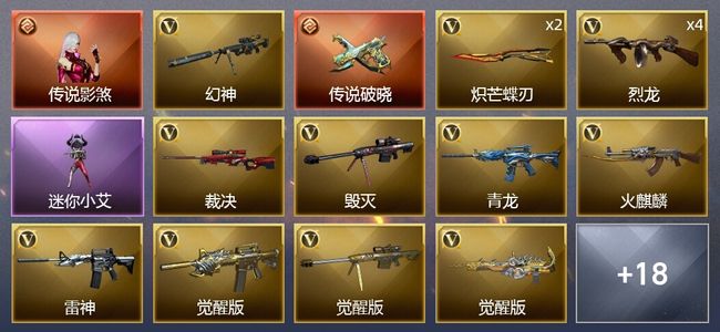 穿越火线（CF）1传说角色 1传说武器 28V武器 2V角色 8皮肤 可排位 新锐