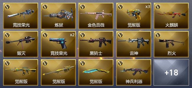 穿越火线（CF）1王者武器 29V武器 1V角色 10皮肤 可排位 新锐