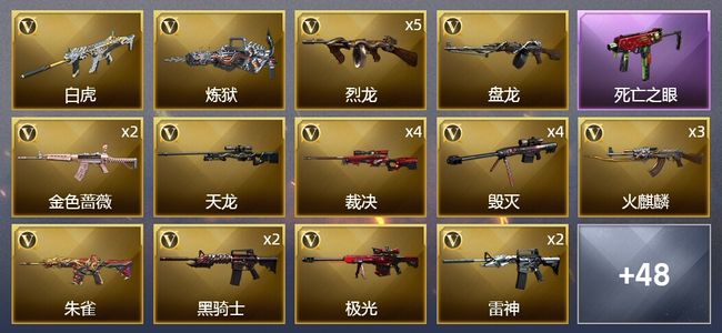 穿越火线（CF）2王者武器 1炫金武器 82V武器 2V角色 14皮肤 可排位 新锐