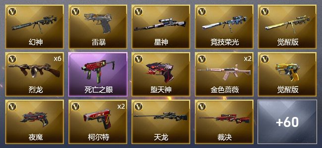 穿越火线（CF）5王者武器 2炫金武器 103V武器 3V角色 22皮肤 不可排位