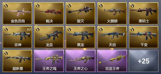 穿越火线（CF）3王者武器 1炫金武器 32V武器 1V角色 14皮肤 可排位 新锐