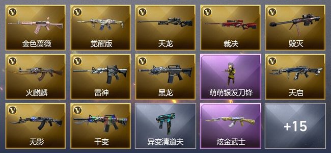 穿越火线（CF）1王者武器 1炫金武器 19V武器 1V角色 可排位 新锐