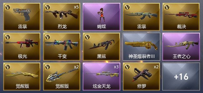 穿越火线（CF）1王者武器 1炫金武器 48V武器 1V角色 4皮肤 可排位 新锐