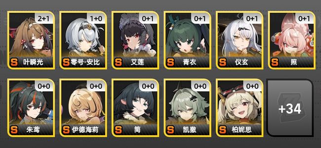 绝区零64黄 53角色黄 33S角色 10S音擎 18S邦布 女主 60