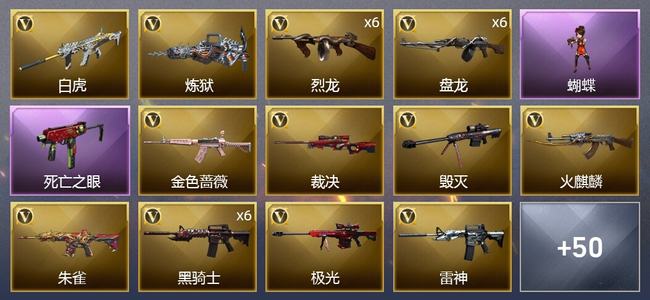 穿越火线（CF）1传说武器 3王者武器 2炫金武器 43V武器 5V角色 14皮肤 可排位 大师