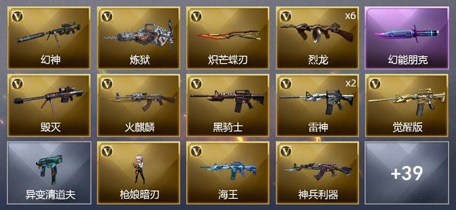 穿越火线（CF）1传说武器 1王者武器 53V武器 2V角色 20皮肤 可排位 专家