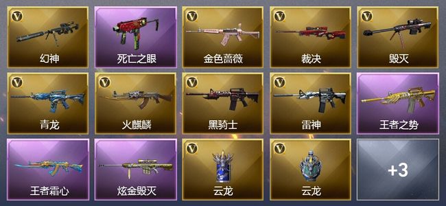 穿越火线（CF）2王者武器 1炫金武器 11V武器 9皮肤 可排位 枪王