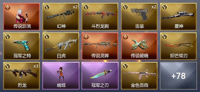 穿越火线（CF）1传说角色 2传说武器 1王者武器 127V武器 5V角色 35皮肤 可排位