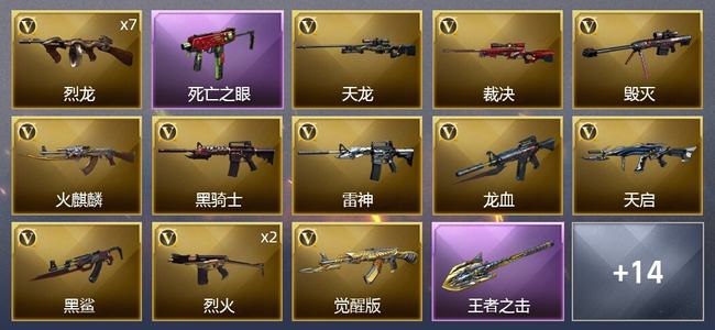 穿越火线（CF）1王者武器 33V武器 1V角色 3皮肤 可排位 新锐