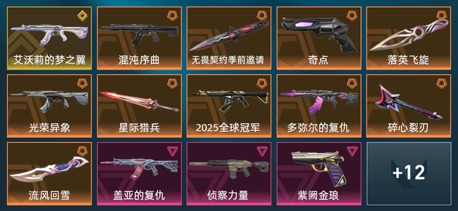 无畏契约11橙皮 1金皮 8紫皮 62皮肤 3,0500皮肤总价值 1135已用源晶 钻石