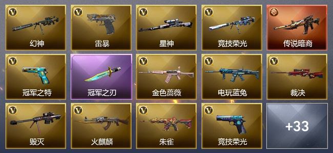 穿越火线（CF）0传说角色 1传说武器 1王者武器 0炫金武器 54V武器 27V角色 25皮肤 可排位 新锐