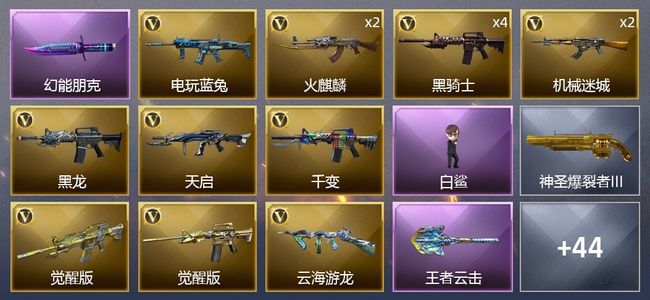 穿越火线（CF）1王者武器 50V武器 1V角色 21皮肤 可排位 新锐