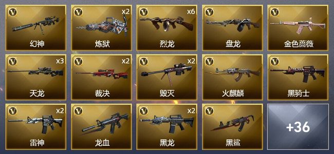 穿越火线（CF）5王者武器 3炫金武器 58V武器 2V角色 12皮肤 可排位