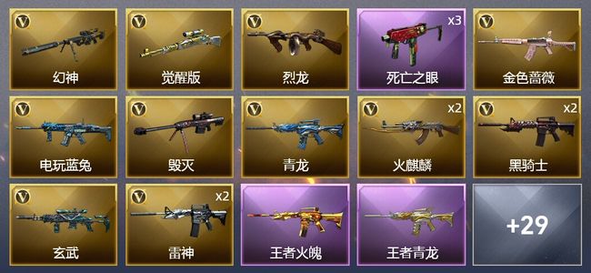 穿越火线（CF）4王者武器 2炫金武器 35V武器 6V角色 12皮肤 可排位 枪王