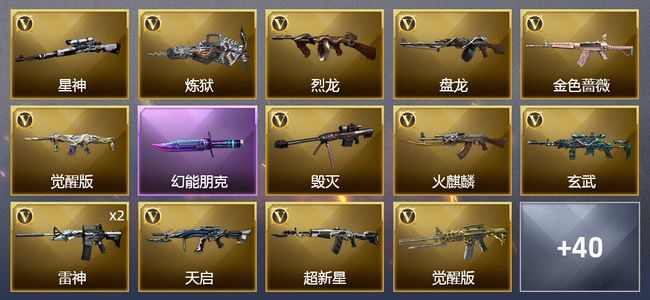 穿越火线（CF）1王者武器 43V武器 2V角色 17皮肤 可排位 枪王