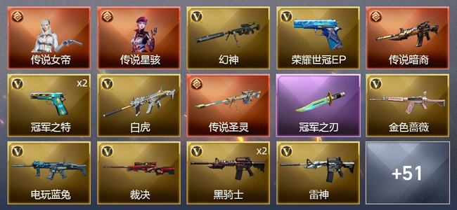 穿越火线（CF）2传说角色 2传说武器 3王者武器 63V武器 5V角色 25皮肤 可排位 新锐