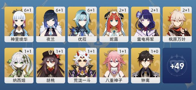 原神102黄 81角色黄 21武器黄 27五星角色 18五星武器 男主 58级