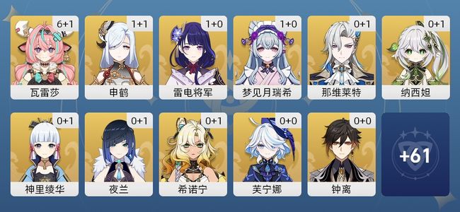 原神60黄 47角色黄 13武器黄 25五星角色 13五星武器 女主 60级