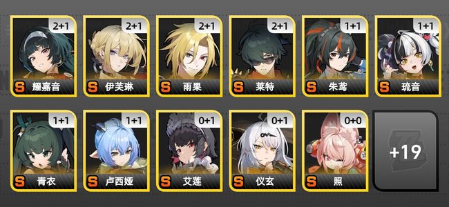 绝区零56黄 43角色黄 18S角色 12S音擎 6S邦布 60
