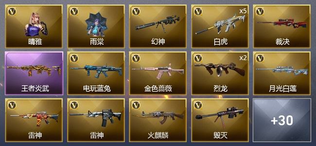 穿越火线（CF）1王者武器 34V武器 3V角色 14皮肤 可排位 传奇