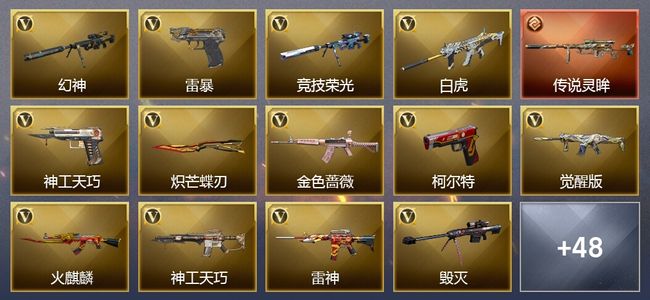 穿越火线（CF）1传说武器 2王者武器 95V武器 4V角色 17皮肤 可排位 枪王