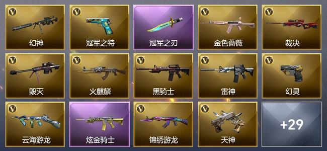 穿越火线（CF）1炫金武器 25V武器 1V角色 14皮肤 可排位 新锐