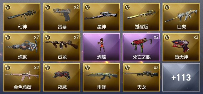 穿越火线（CF）12王者武器 3炫金武器 240V武器 5V角色 43皮肤 可排位