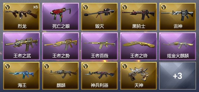 穿越火线（CF）4王者武器 1炫金武器 17V武器 3皮肤 可排位 新锐